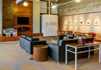 Contemporary social room with fully equipped community kitchen